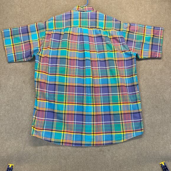 Cinch Vintage Shirt Mens Large Short Sleeve Button Down Pastel Plaid y2k - Picture 11 of 12